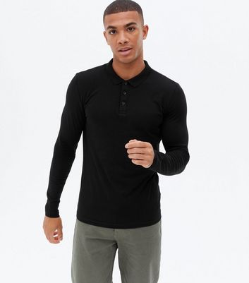 black fitted polo shirt