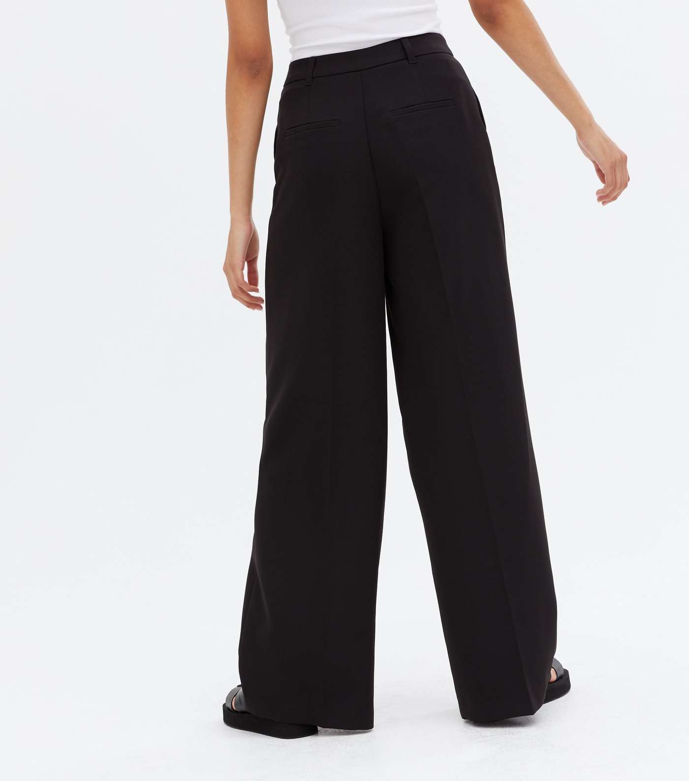 Black Wide Leg Tailored Trousers Image 4