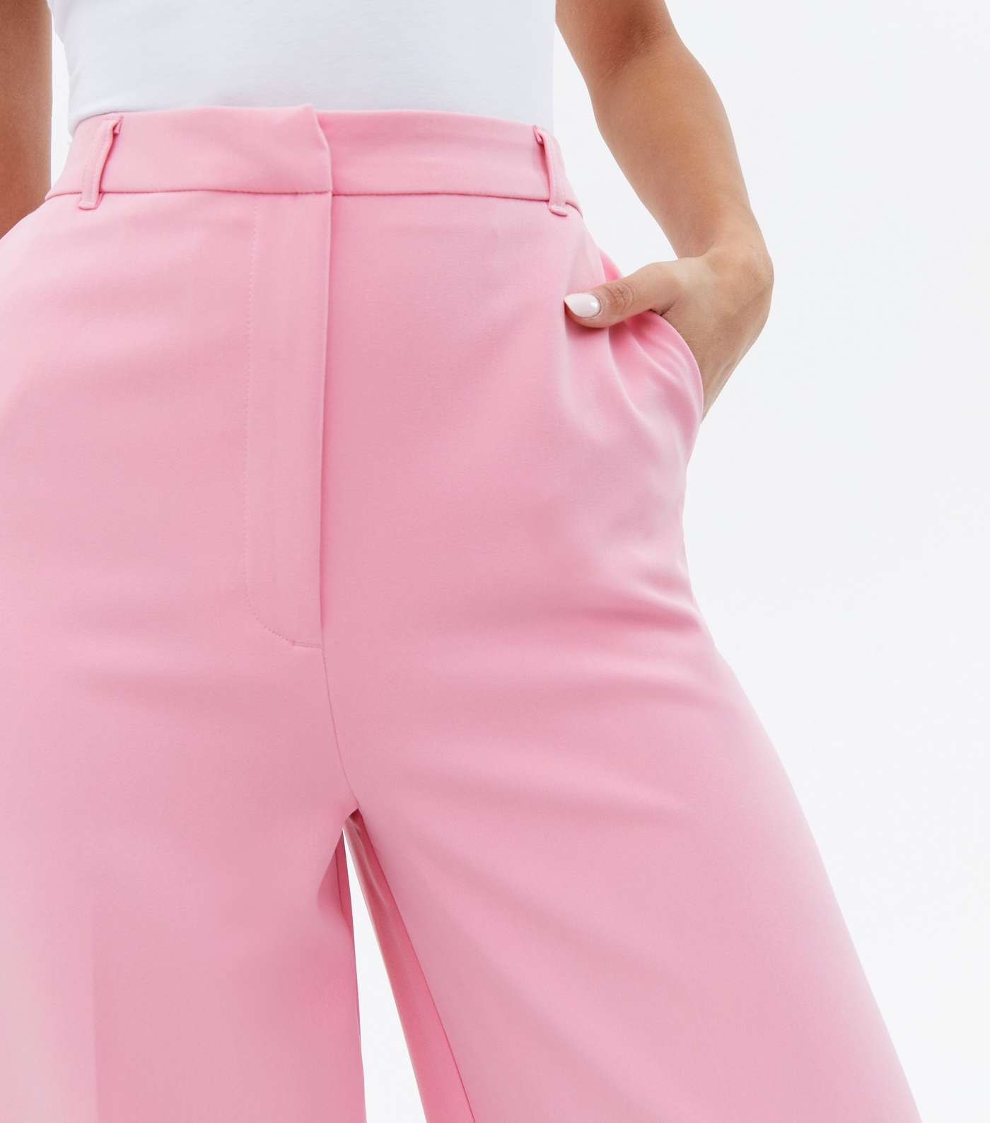 Mid Pink Wide Leg Tailored Trousers Image 3