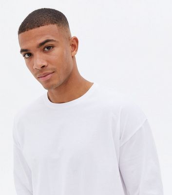 White Crew Neck Long Sleeve Oversized T 