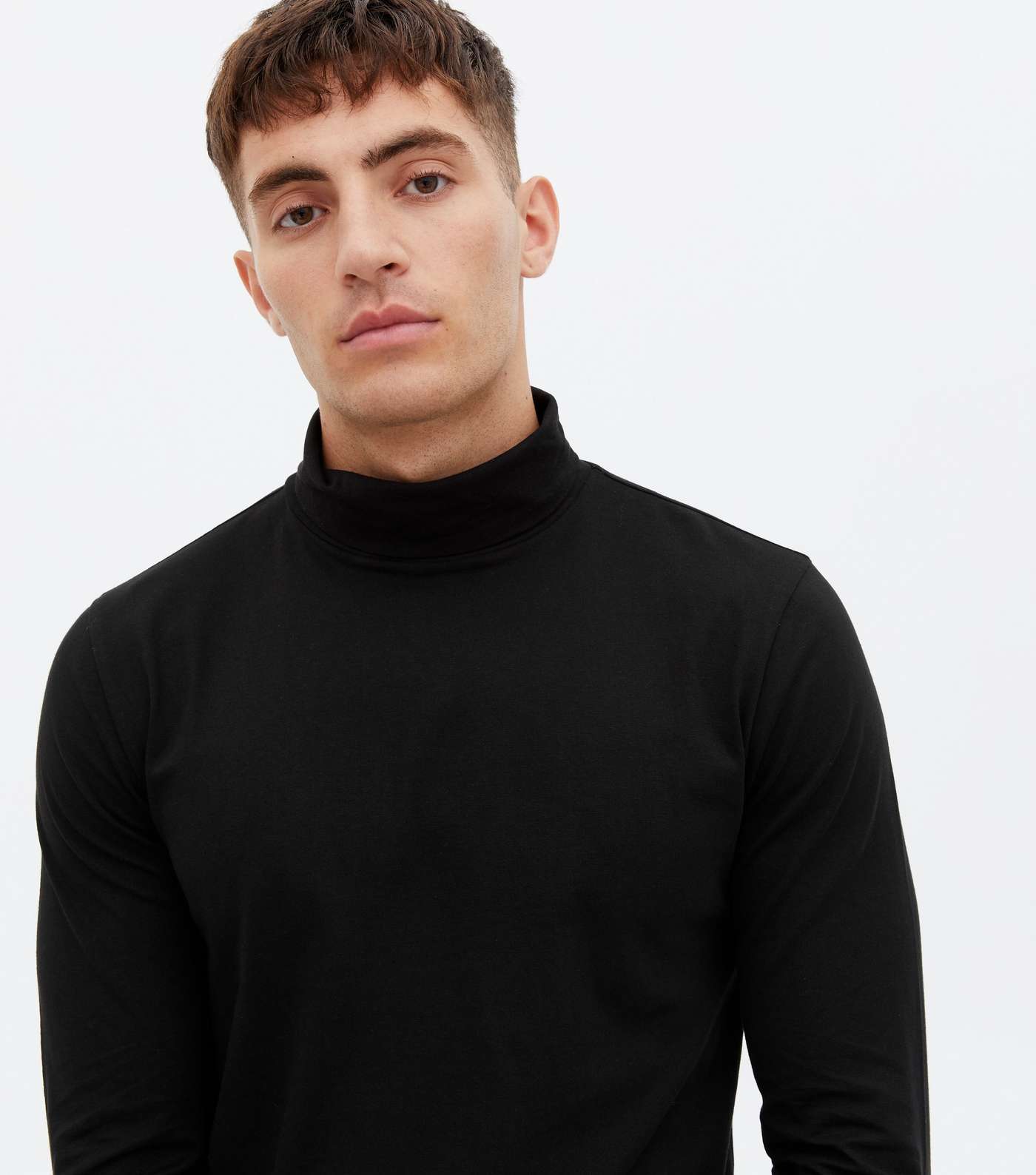 Black Long Sleeve Roll Neck Top Image 3