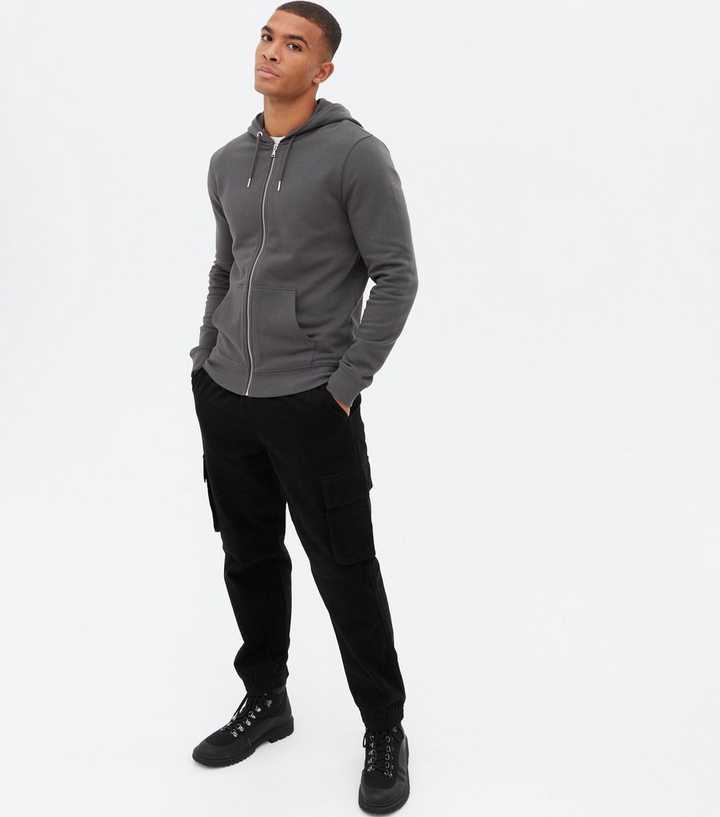 Grey Jersey Long Sleeve Zip Hoodie