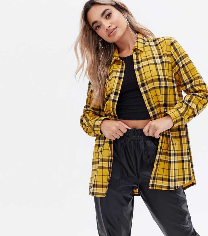 ladies yellow check shirt