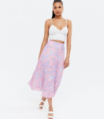 pink chiffon pleated skirt