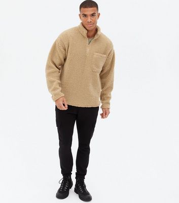 Camel Teddy Zip High Neck Sweatshirt 