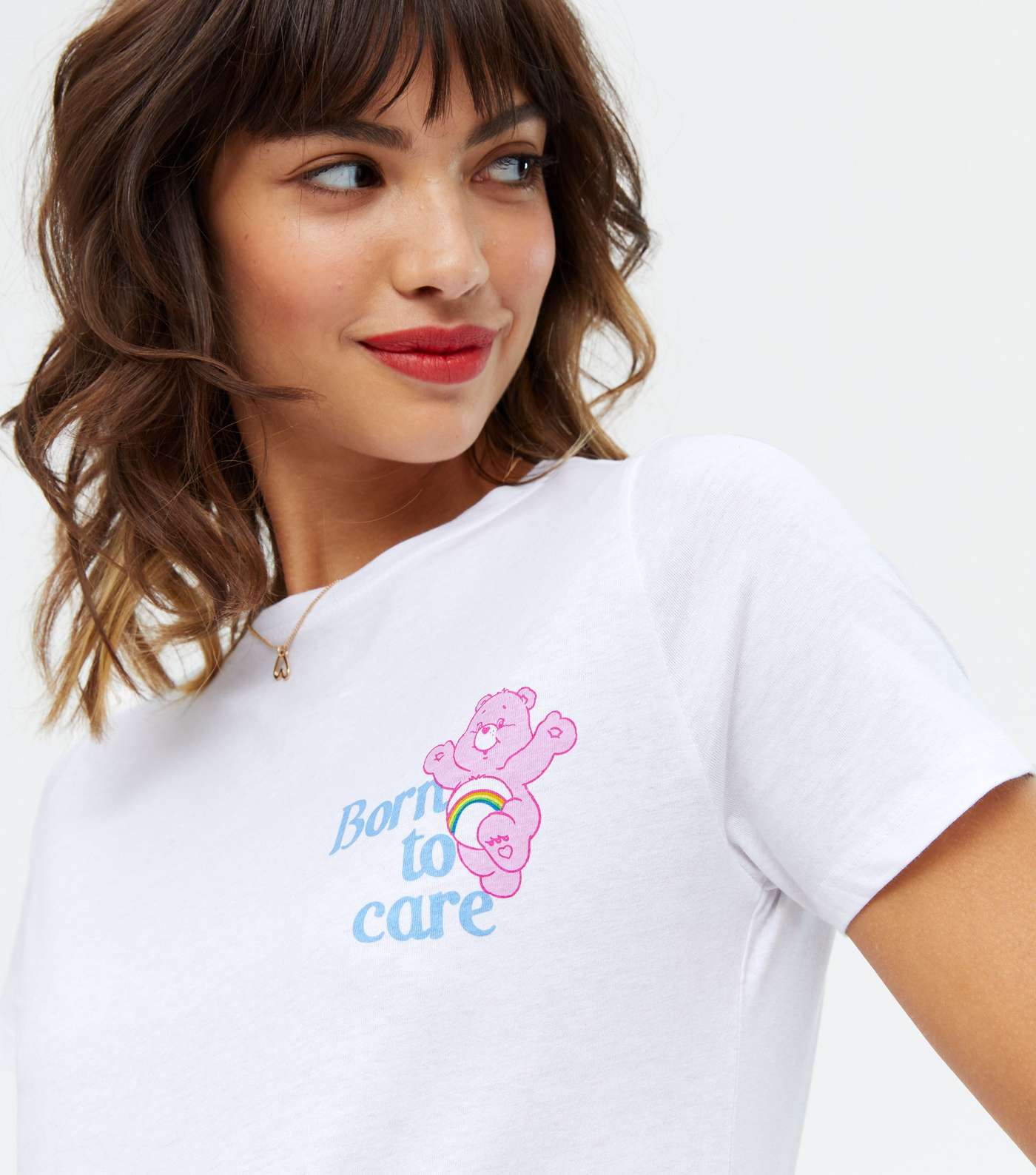White Care Bears Born To Care Logo T-Shirt