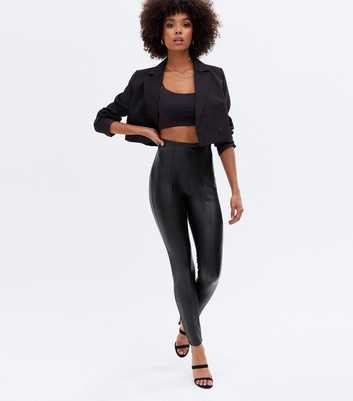 Black Leather-Look High Waist Zip Leggings