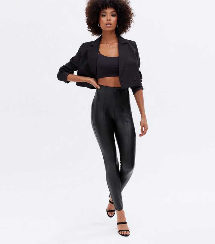 High Waist Leather Look Leggings Black - Alexandra – Catwalk