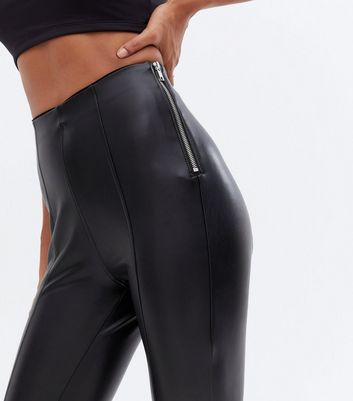 Leather clearance leggings zipper