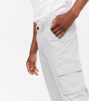 Pale Grey Slim Fit Cargo Trousers | New 