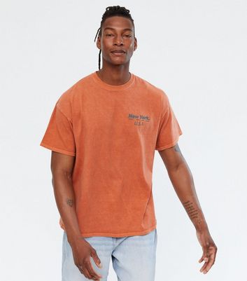 Orange Overdyed New York Logo T-Shirt 