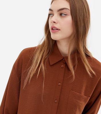 Dark brown shirt women's Clearance