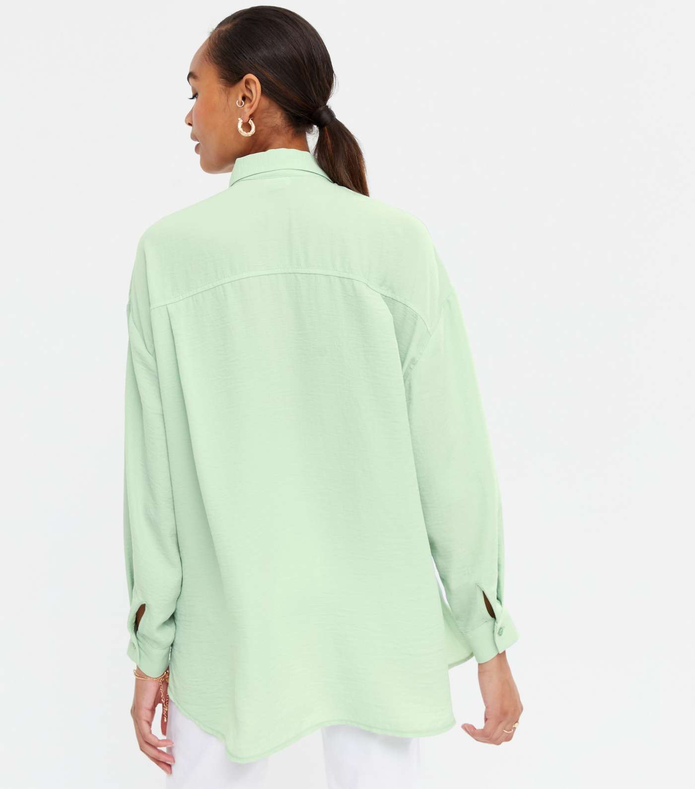 Light Green Long Sleeve Oversized Shirt Image 4