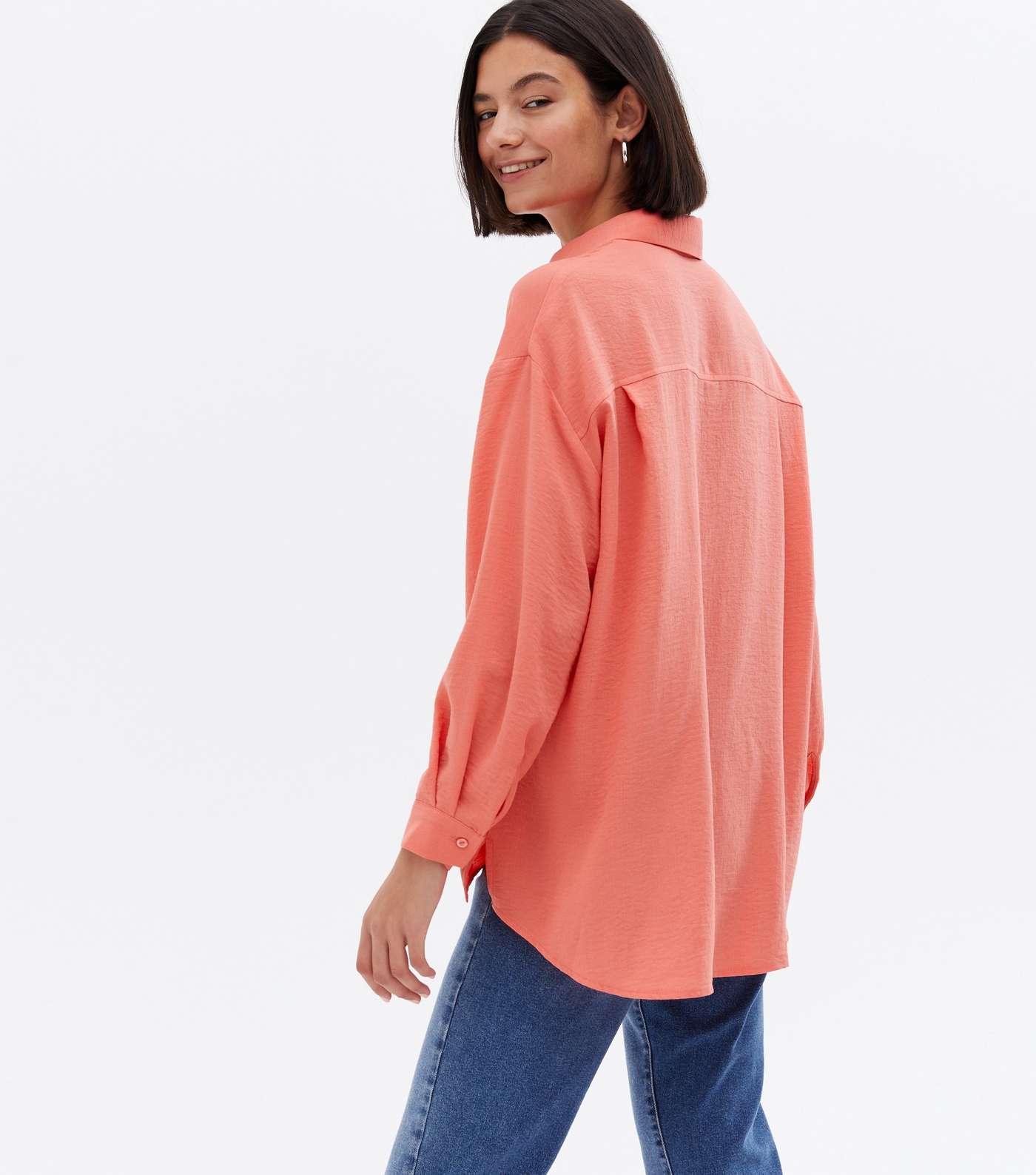 Coral Long Sleeve Oversized Shirt Image 4