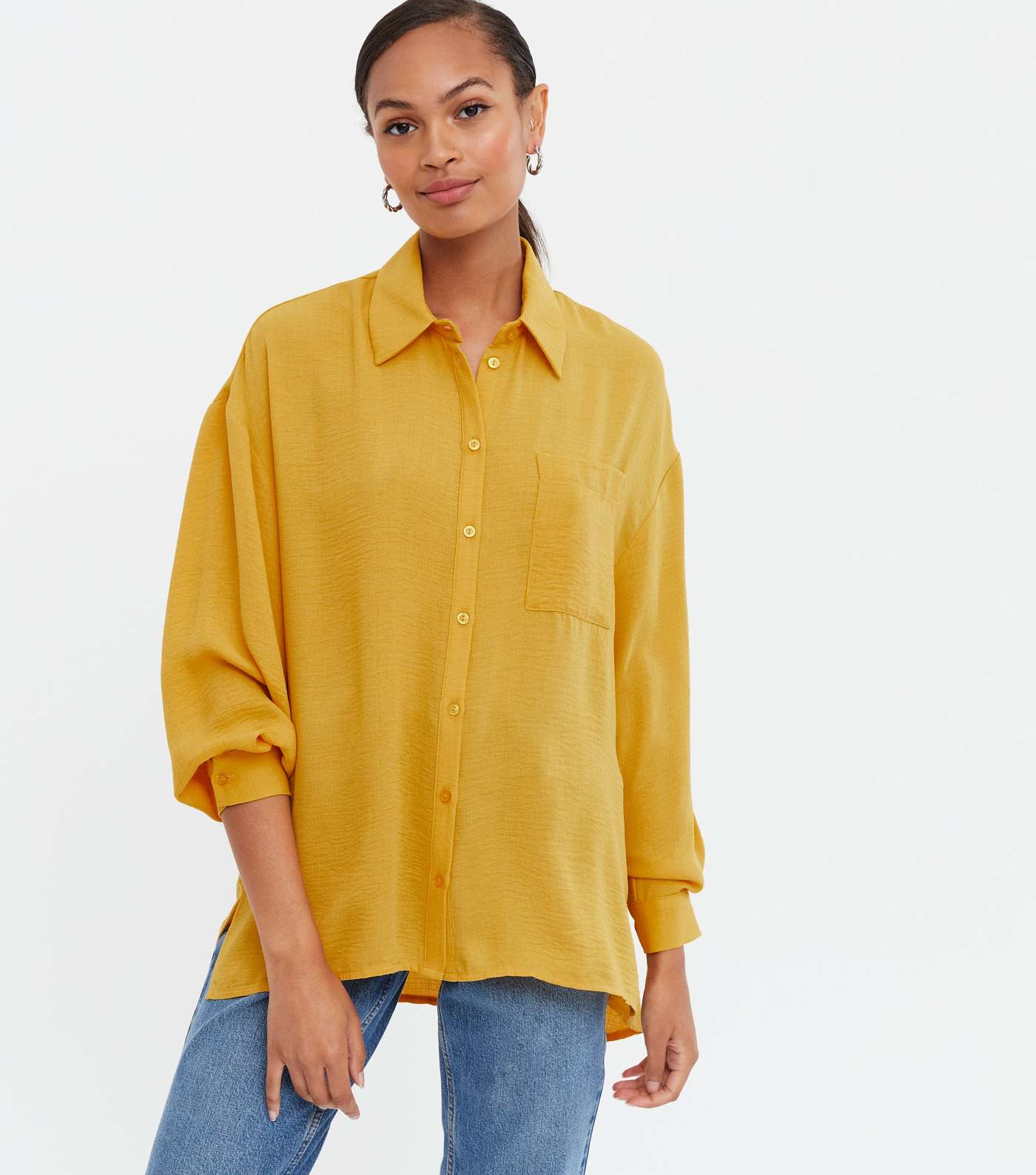 Mustard Long Sleeve Oversized Shirt Image 2