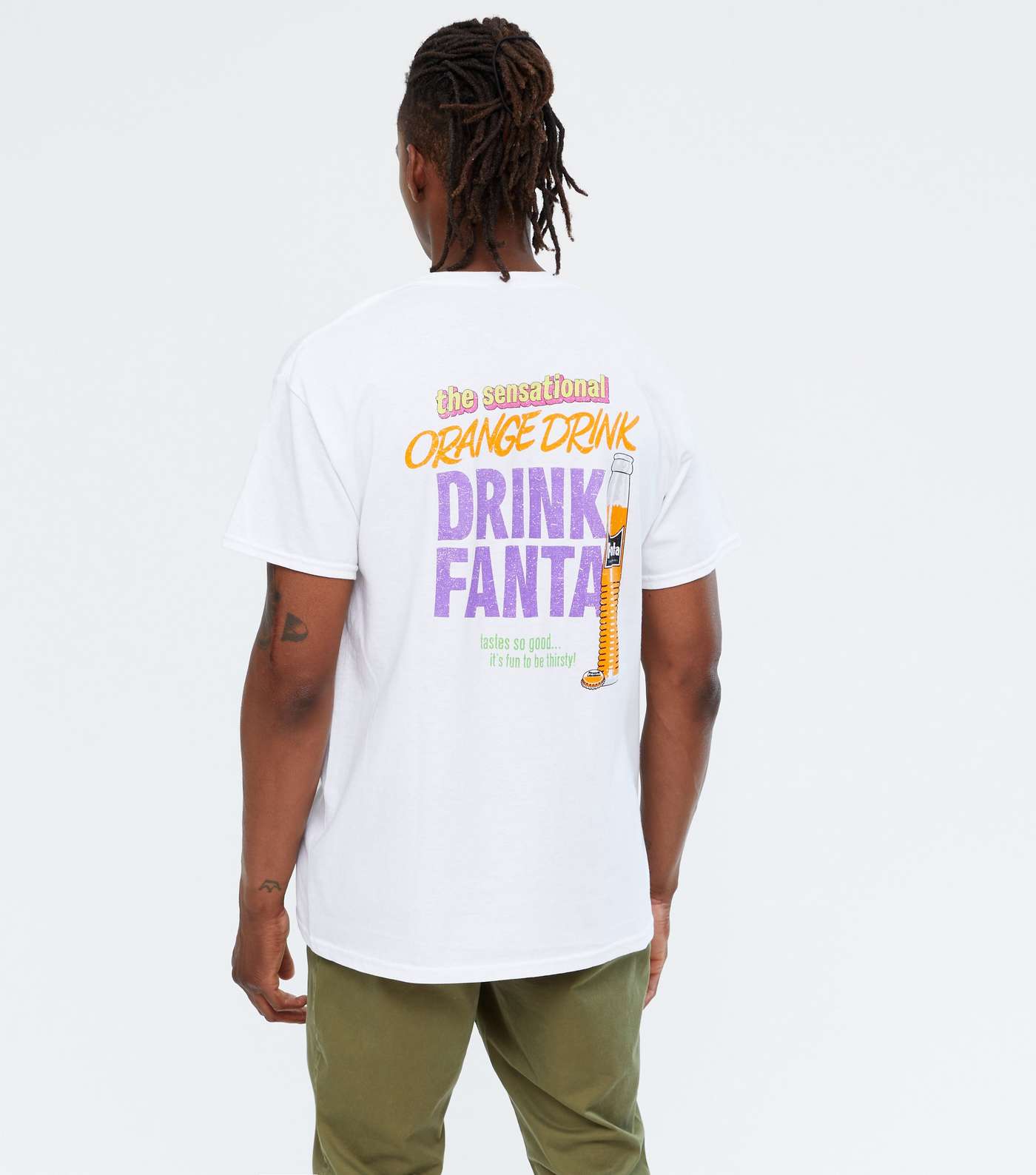 White Fanta Front and Back Logo T-Shirt Image 4