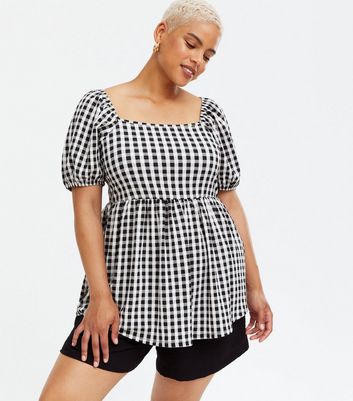 Gingham peplum sales top