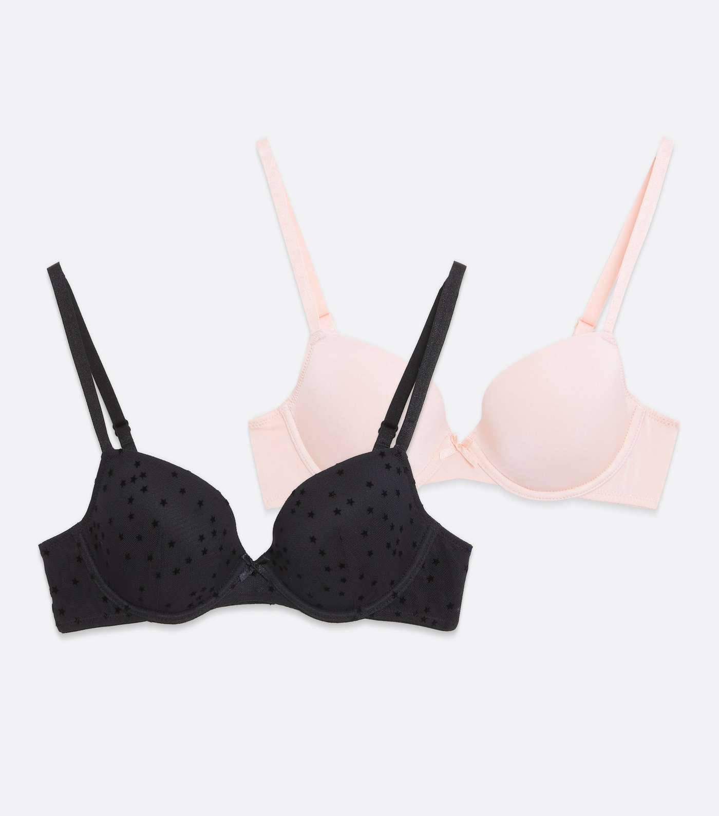 2 Pack Pale Pink and Black Star T-Shirt Bras Image 5