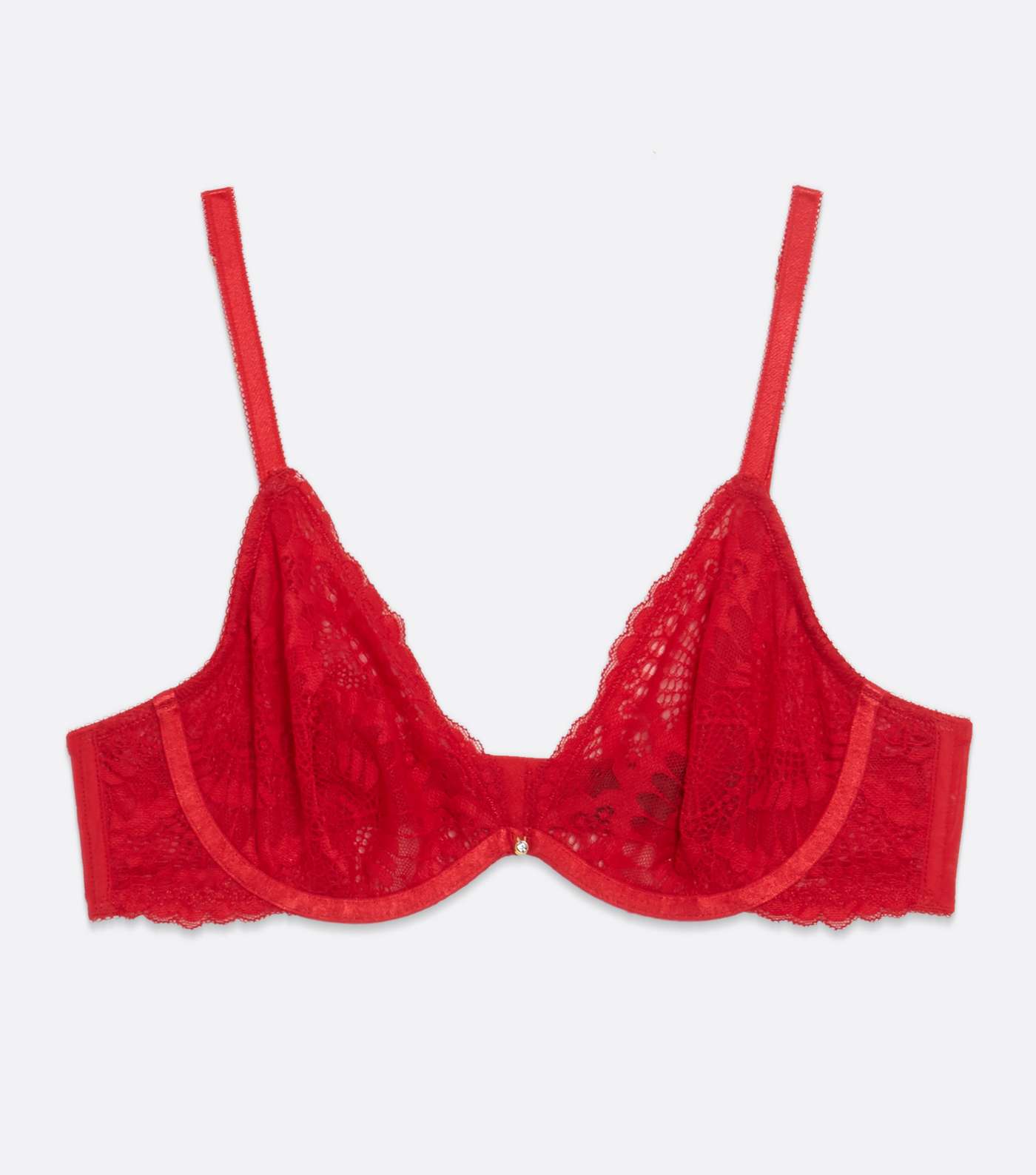 Red Lace Underwired Non Padded Bra Image 5