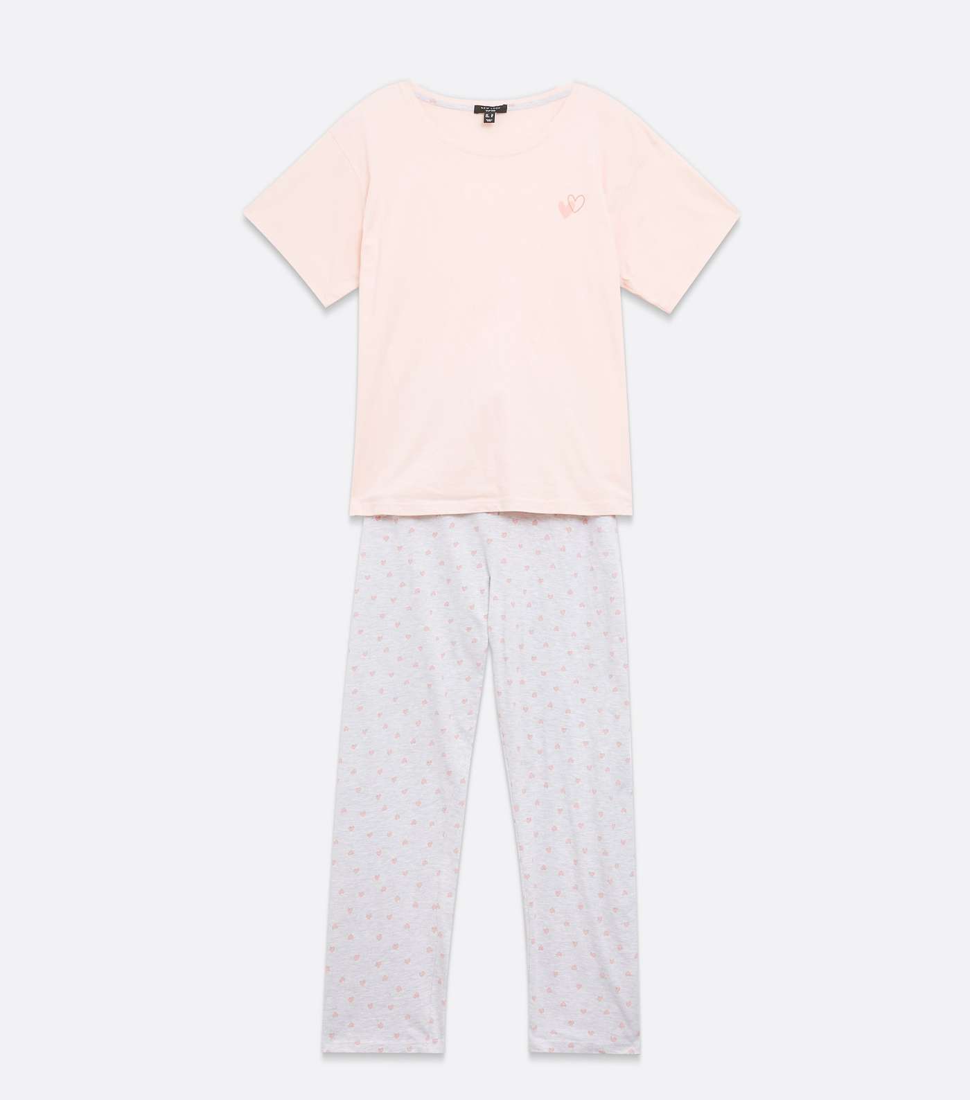 Curves Pale Pink Heart Trouser Pyjama Set Image 5