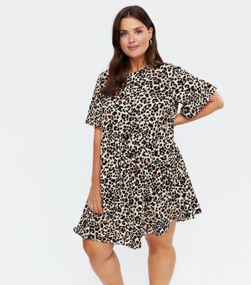 new look leopard print smock dress