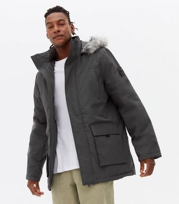 Gray parka jacket best sale