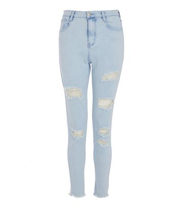 Blue Denim Extreme Ripped Skinny Jeans<!-- --> - <!-- -->QUIZ Clothing