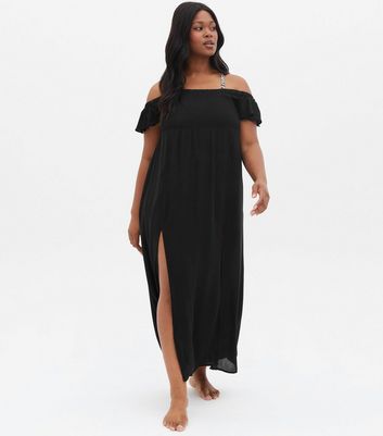 plus size black beach dress