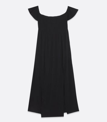 Click to view product details and reviews for Curves Black Shirred Bardot Beach Dress New Look.