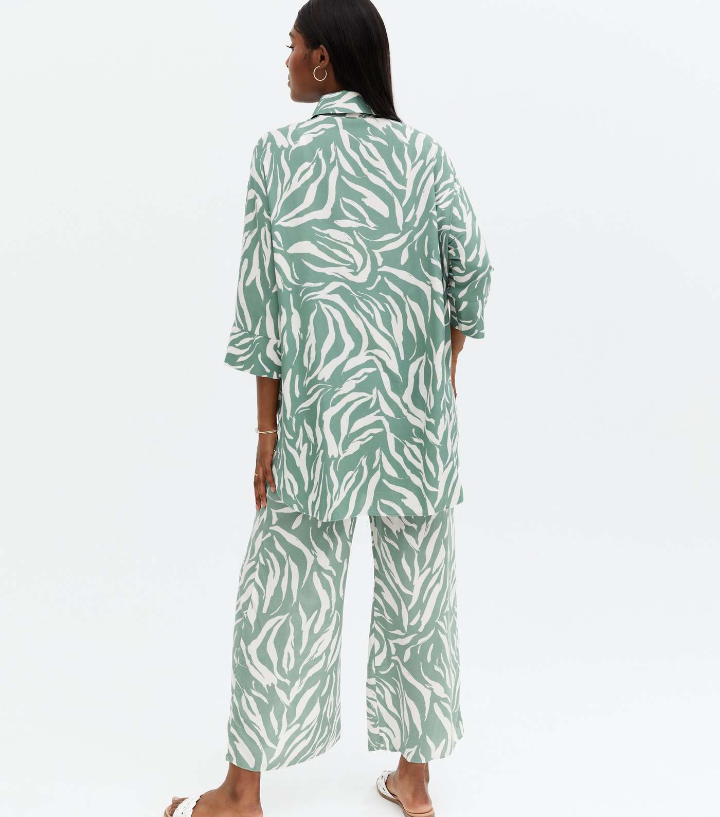 Green Zebra Print Long Oversized Shirt Image 4