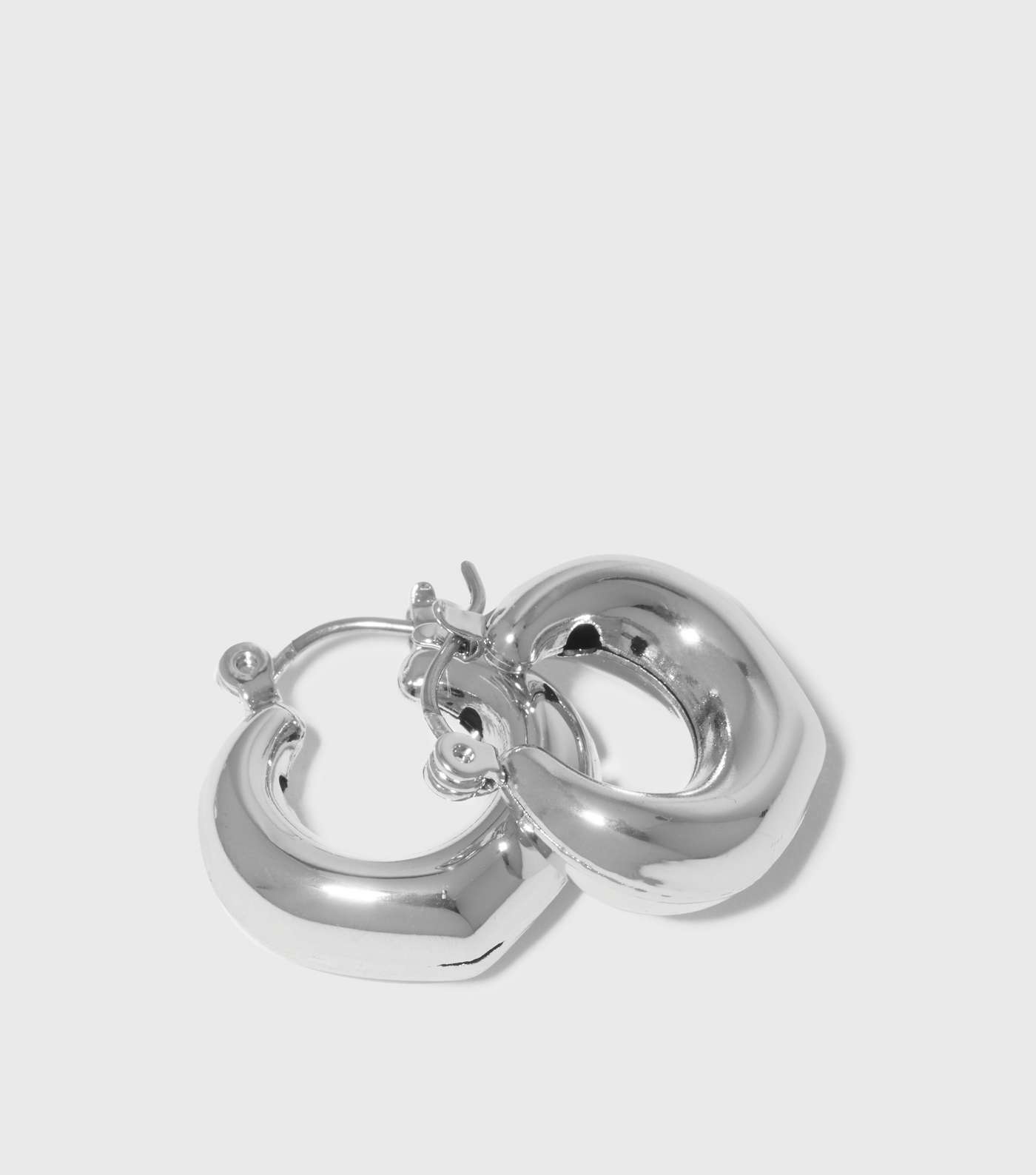 Silver Chunky Point Hoop Earrings Image 2