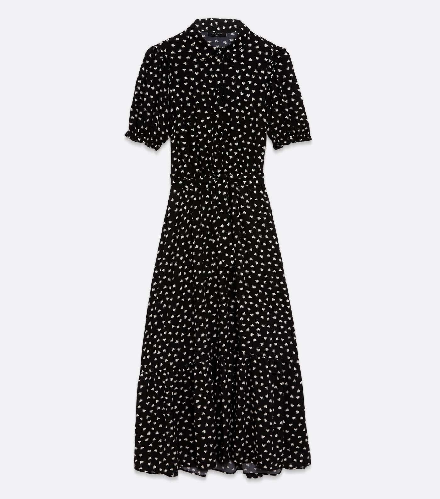 Tall Black Heart Belted Midi Shirt Dress Image 5