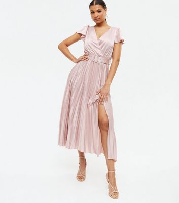 dusty pink pleated dress