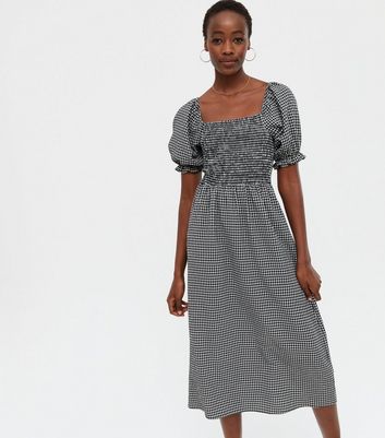 Square neck gingham dress sale