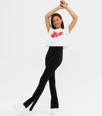 Girls Black Split Hem Leggings | New Look