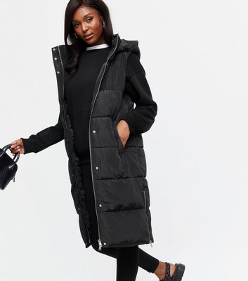 long black puffer gilet