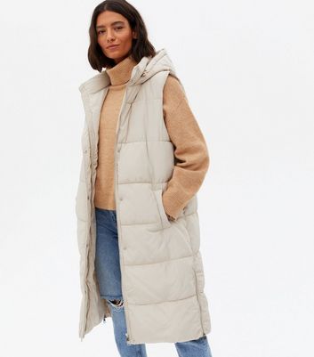 Long gilet online beige