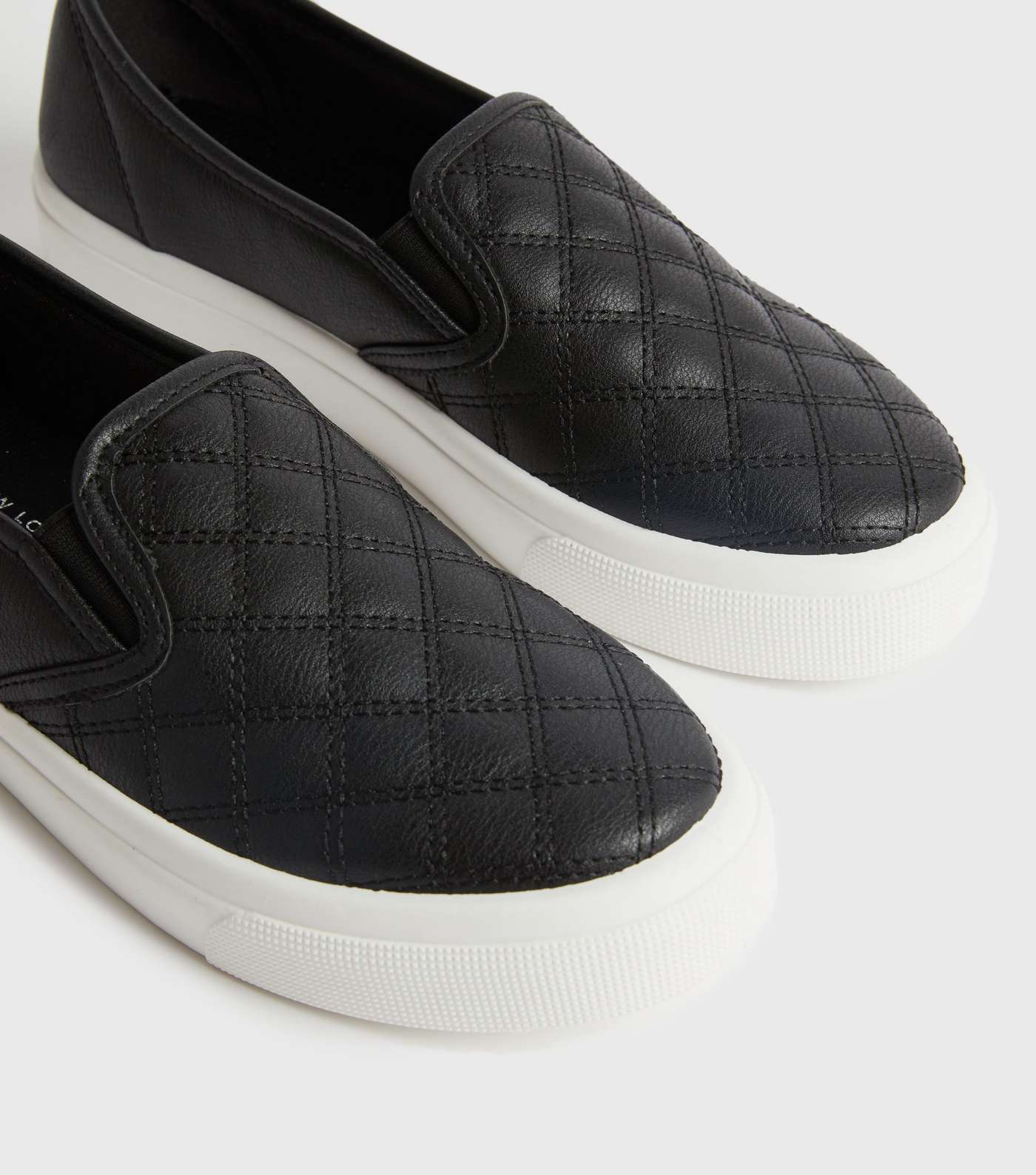 Girls Black Quilted Chunky Slip On Trainers Image 4