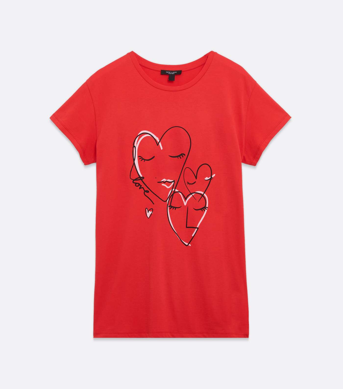 Curves Red Heart Face Love Logo T-Shirt Image 5