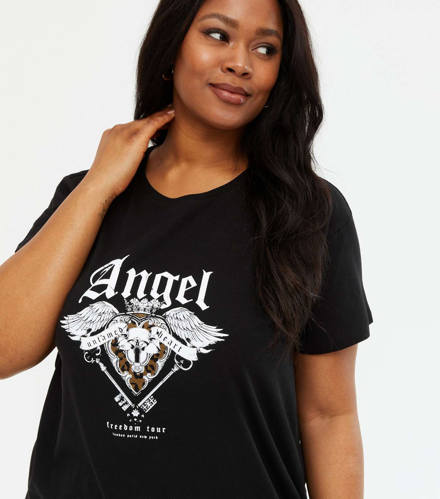 Curves Black Heart Angel Logo T-Shirt