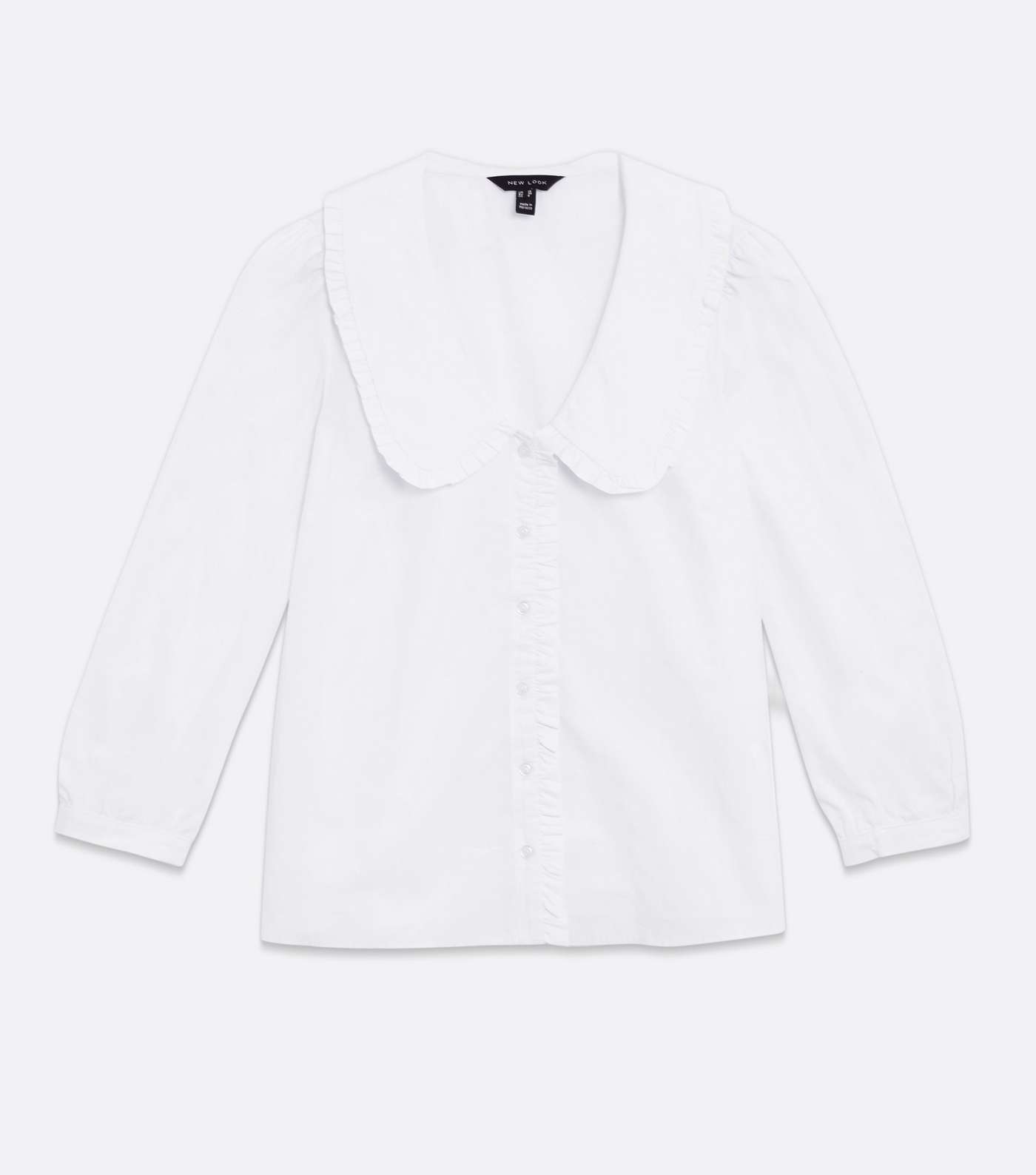 White Frill Collar Long Puff Sleeve Shirt Image 5