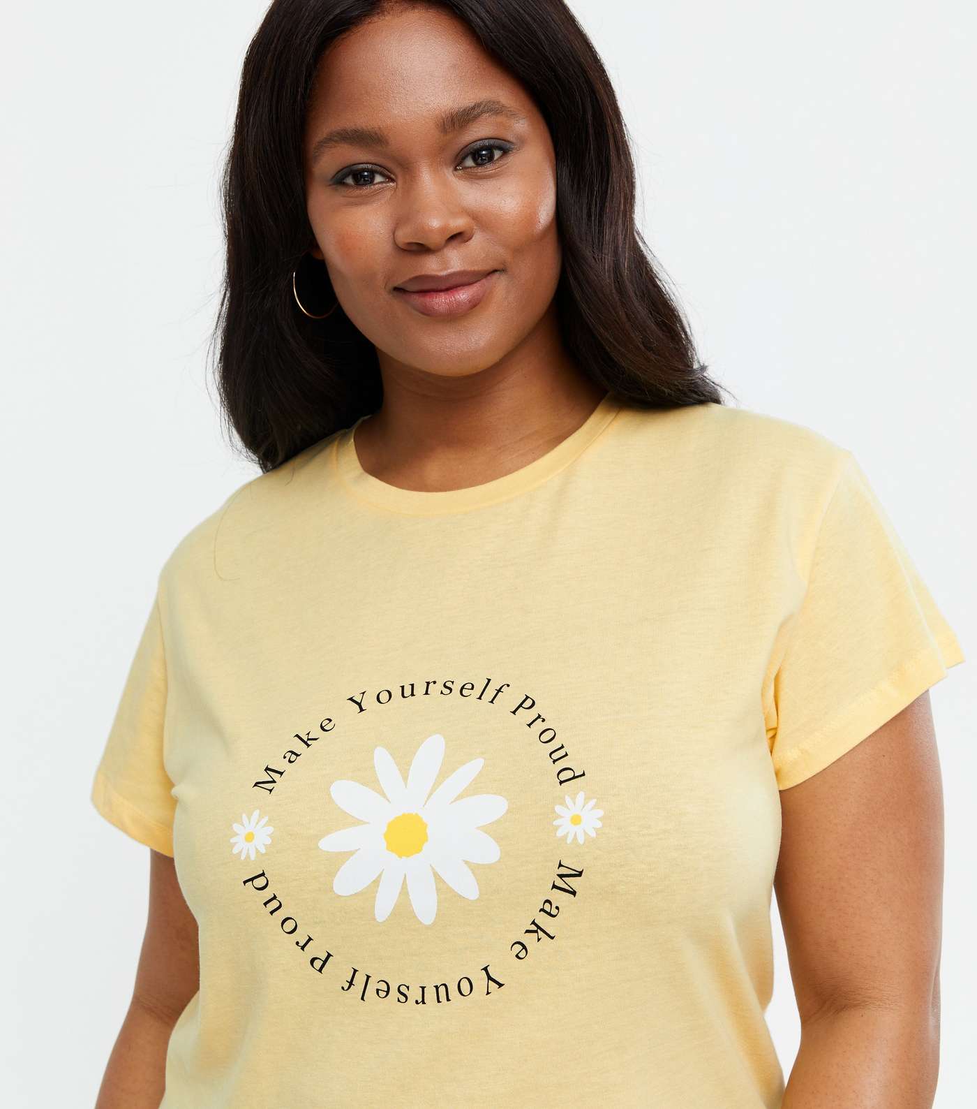 Curves Pale Yellow Daisy Proud Logo T-Shirt Image 3