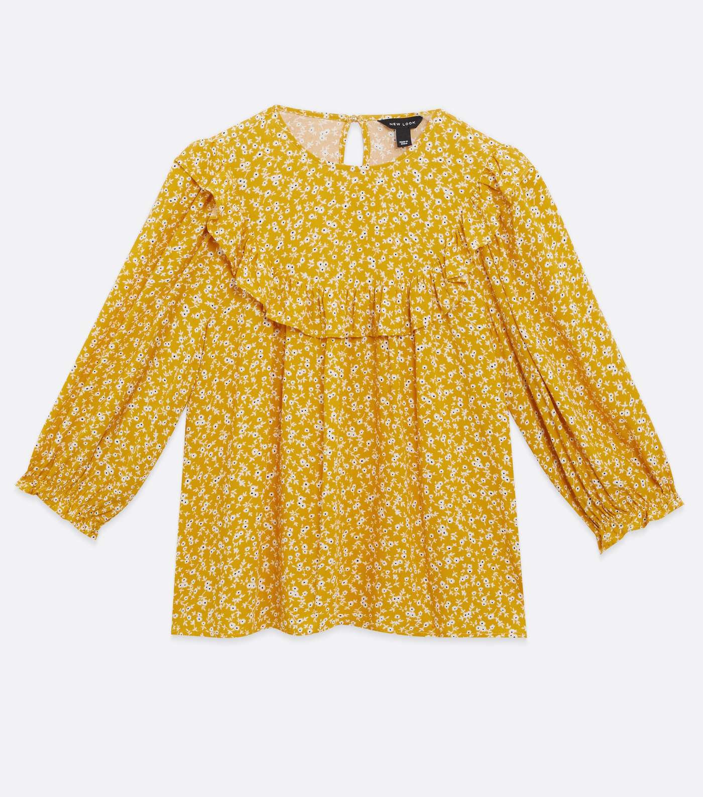 Mustard Ditsy Floral Frill 3/4 Sleeve Blouse  Image 5