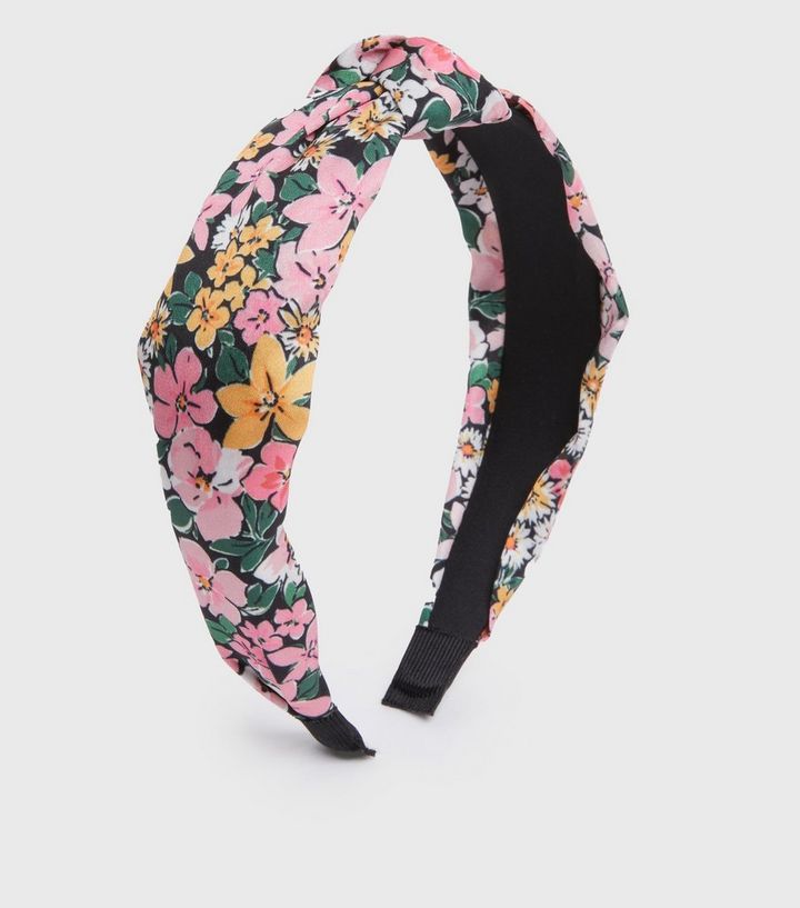 Black Floral Knot Headband | New Look