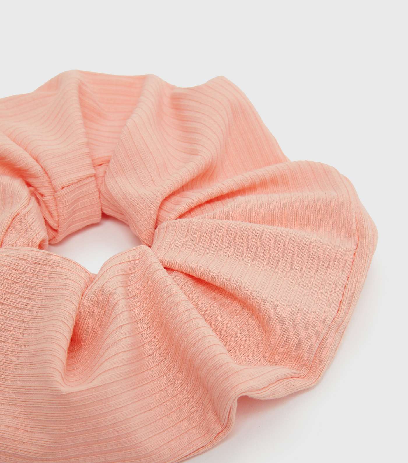 Coral Ribbed Jersey Scrunchie Image 2