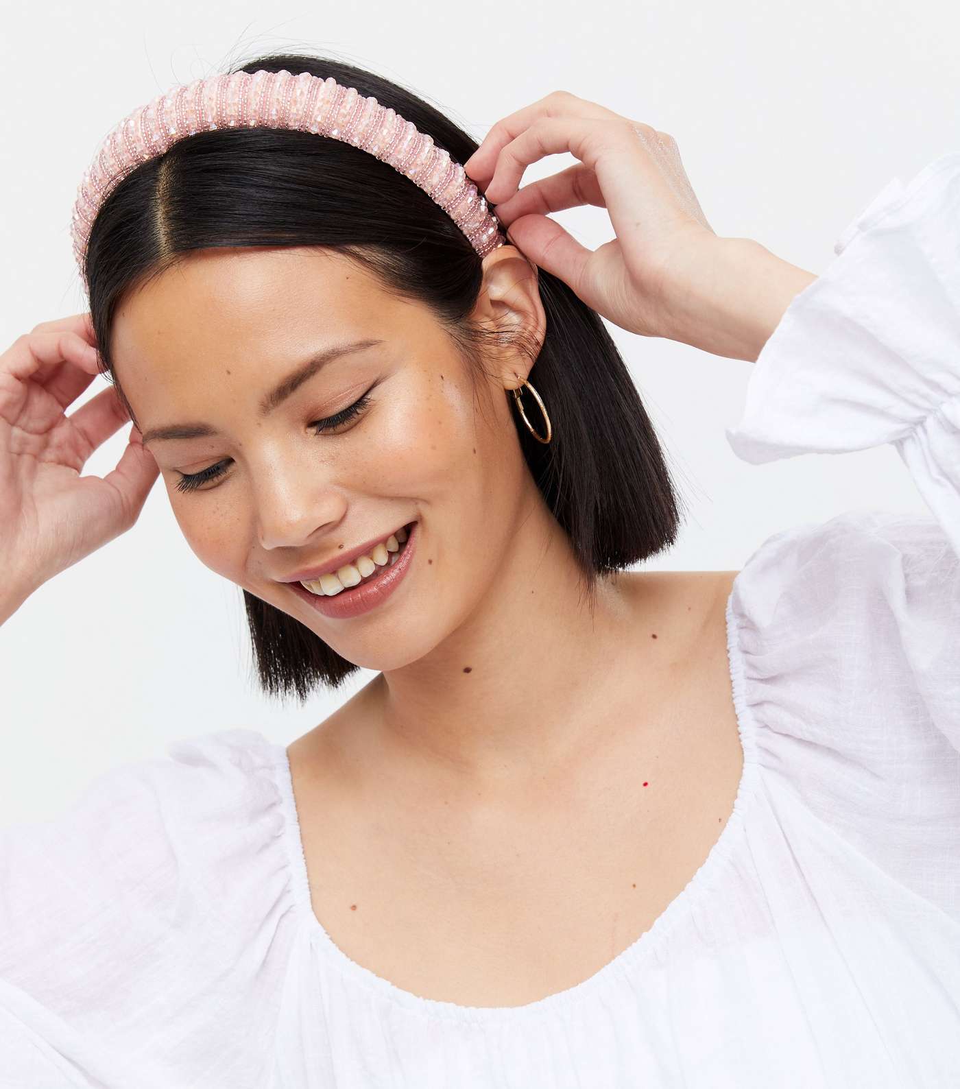 Pink Beaded Headband Image 2