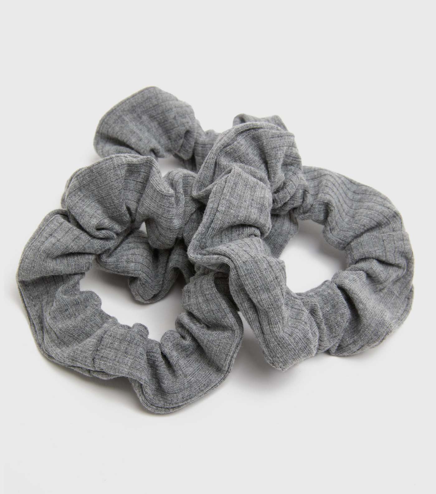 Girls 3 Pack Grey Ribbed Scrunchies