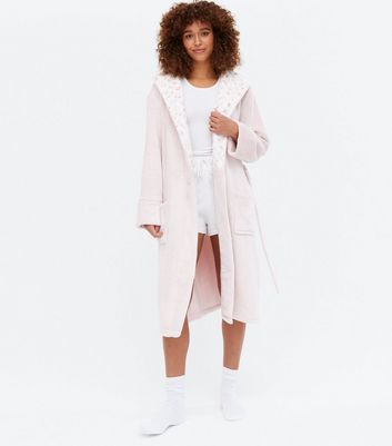 Pink Leopard Print Hooded Dressing Gown 