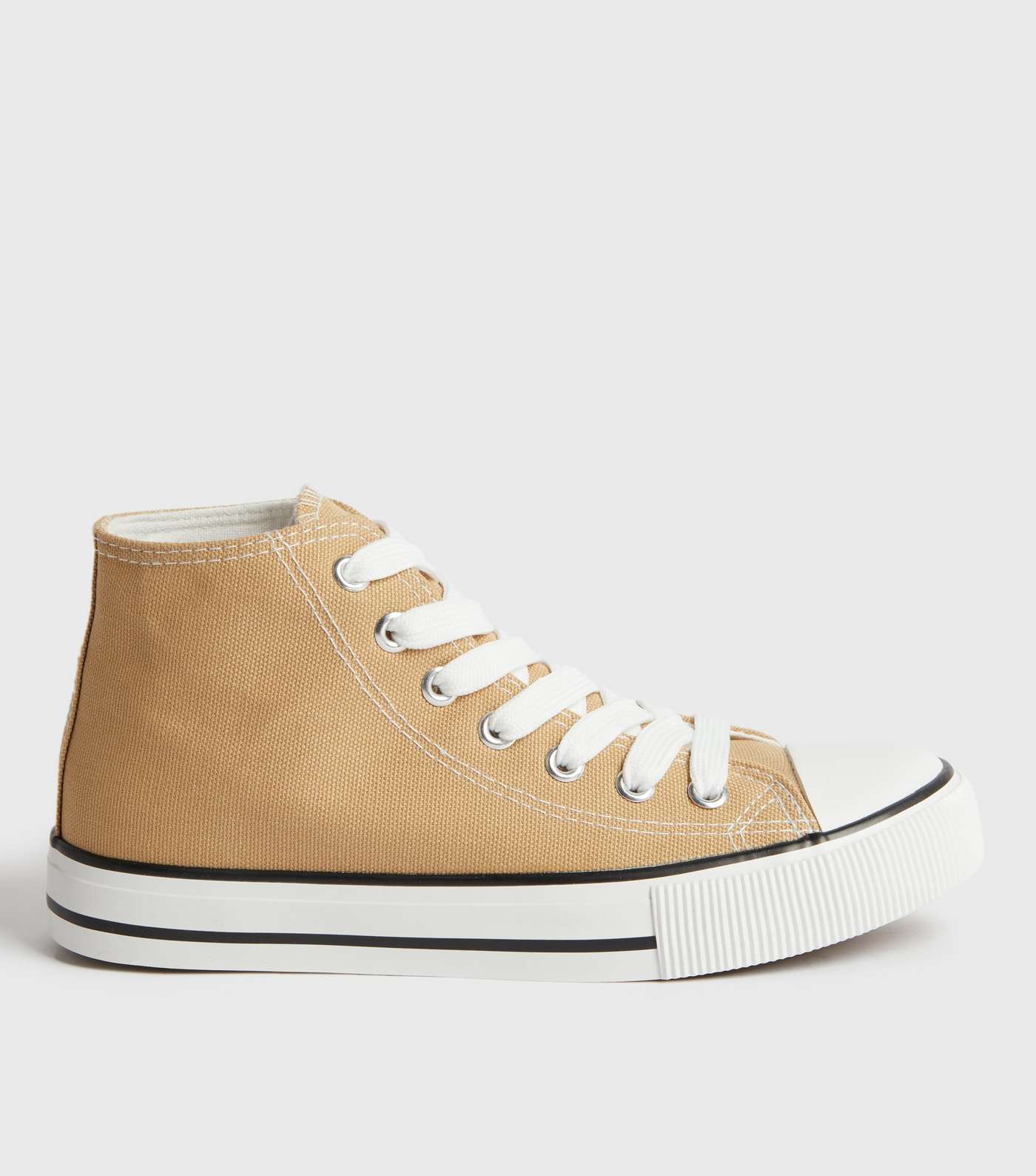 Girls Camel Canvas High Top Trainers
