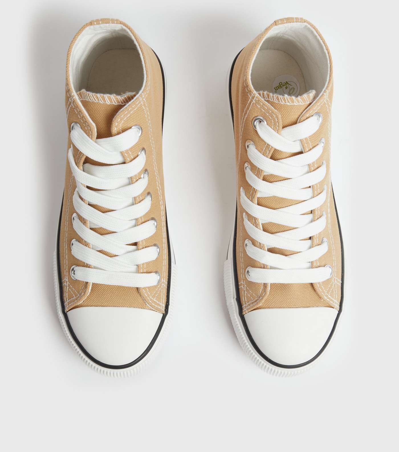 Girls Camel Canvas High Top Trainers Image 3